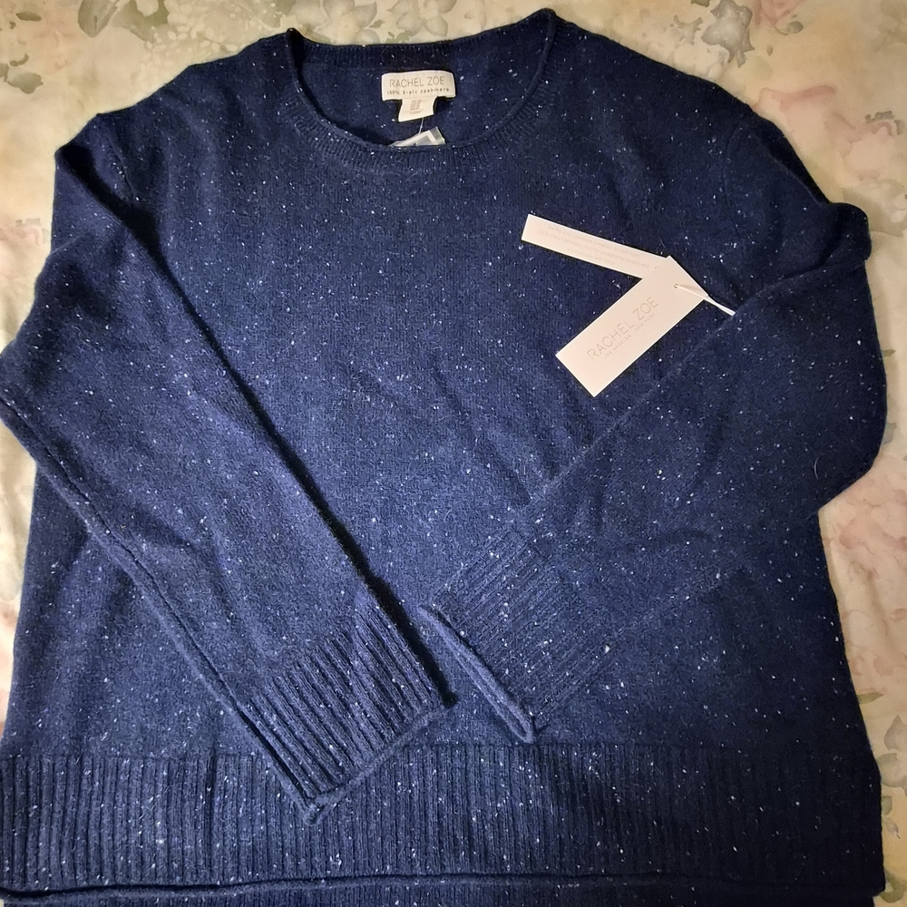 Blue Crew Neck 2 PLY Cashmere Sweater